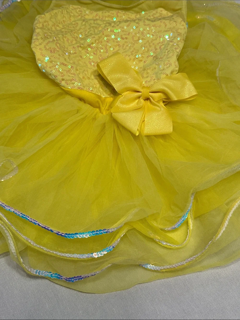 Yellow Sequin Tutu Dance Recital Dress for Kids